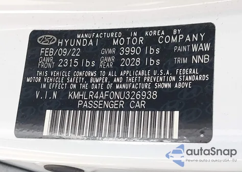 2022 Hyundai Elantra N Line z USA, uszkodzony, nr VIN KMHLR4AF0NU326938
